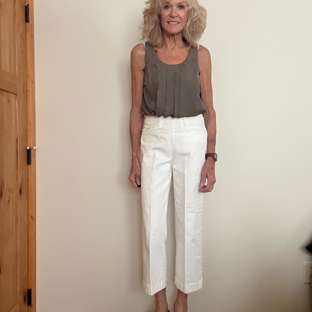 White Cropped Cotton Pants